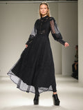 Plataz Vintage Court Dresses Spring 2025 New Embroidered Lace Slim Solid Colored Dresses