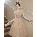 Plataz Dress Woman 2025 New Light Luxury Small High-End Small Banquet Senior Feeling Host Birthday Wedding Dress