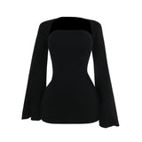 Plataz Autumn 2025 New Street Wind-Shock Knitted Dress Long Sleeves And Shoulders Two-Sleeves DJPT