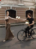 Plataz Thoracic Fish Bone Dress Tied With Waste Soil Breeze Niche Design Thin Temperament Dress Dress HZ0628