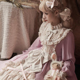 Plataz Design 20 New Cream OP Long-Sleeved Skirt Fresh Cute Lolita Sweet Soft Sister Dress 6123