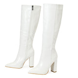 Plataz Large-Size High-Heeling Fashion Boots Stone Zips On The Side Of The Zippers Comfortable Coarse And Solid Female Boots High Quality Shoes