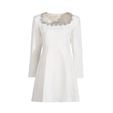 Plataz Famous Sexy Light Extravagant Evening Dress 2025 Spring New Square Collar Diamond Splicing Short-Term Waist Dress