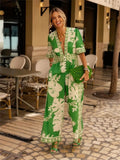 Plataz 2024 New Fashion Women's Printed Jumpsuit V-Neck Short-Sleeved Woman