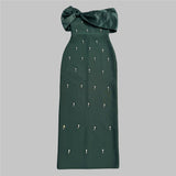 Plataz Temperament Dress Sexy Shoulder Name Party Dinner Dress Banding Skirt