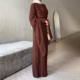Plataz Fashion Comfortable And Loose Solid Color Temperament Bat Sleeve Dress In Autumn