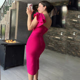 Plataz Summer 2025 Sexy One-Shoulder Banded Skirt With Lotus Leaf-Side Temperament Party Dress