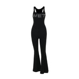 Plataz Summer 2025 New Street Leisure Repair Letters Hot Diamond Vest Pantyhose Women DJPT