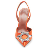 Plataz Orange Sardine Slingbacks High-Heeled Banquet Fashion Singles Tip-Tip And Water Drill Buckle High Quality Shoes