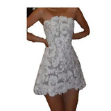 Plataz Temperament Light Luxury Flower Embroidery Tective Dress Female First Love Gentle Waist Thin Dress Dress DJPT