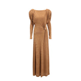 Plataz Elegant High-End Dress Dress 2025 Summer New Round Collar Kinestic Body To Collect Waist Long Dress Dress Woman