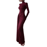 Plataz And Winter Fashion Sexy High Open Fork Strap Bag Hip Dress New Hottie High-Collar Dress