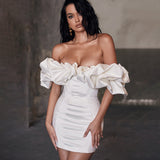 Plataz Dress Bagged Ass Skirt Braided Shoulder Fish Bone Lotus Leaf Side Dress