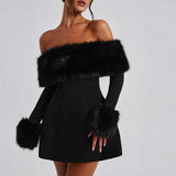 Plataz Women's New Plush Shoulder Noble Dress HZ0628