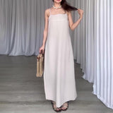 Plataz Women's Summer Slings Square Sleeveless Temperament Stylish Simple Straight Fork Skirt