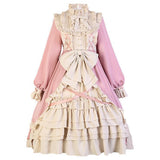 Plataz Design 20 New Cream OP Long-Sleeved Skirt Fresh Cute Lolita Sweet Soft Sister Dress 6123