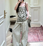 Plataz New Flat Print Bump Color Beaded Sling Sling T-Shirt Holiday Bohemian Style Design Top