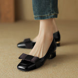 Plataz Size Shoes Bows Light Mouth Single Shoes Women's Head Low Heels 2024 Spring New Women's Shoes High Quality Shoes