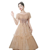 Plataz Dress Woman 2025 New Light Luxury Small High-End Small Banquet Senior Feeling Host Birthday Wedding Dress