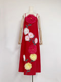 Plataz Large Flower Three-Dimensional Decoration Splicing 2025 New Solid Color Sling Skirt Loose Dress