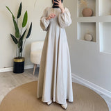 Plataz 2024 New Relaxed Relaxed And Gentle Commuter Solid Colored Long Sleeve Dress