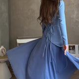 Plataz And Winter New Fashion Round Neck French Design Feeling 100 Fold Dress