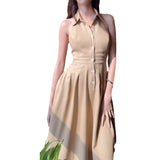 Plataz Fashion Temperament In The Fall Of 2024, The Back Of The Solid Color Dress