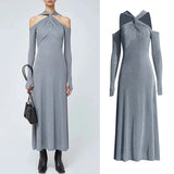 Plataz Temperament Elegant Wind 2025 Summer New Cross-Necked Shoulder Knot Design Dress Dress Woman