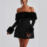 Plataz Women's New Plush Shoulder Noble Dress HZ0628