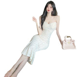 Plataz Dress Dress Summer Women's Sexy Temperament Long Shoulder Fishtail Repair Corset Dress