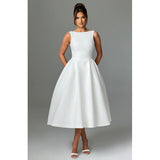 Plataz Women's Hepburn Style Solid Round-Neck Sleeveless Dress In Autumn 2024