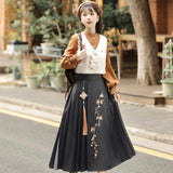 Plataz Maple Chinese Costume Chinese Style Improvement Han Element Vest Shirt Half Skirt Set 8959