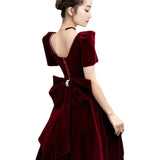 Plataz Bridal Toasting Clothes Big-Size Fatmm Spring 2025 New Wine Red Back Door Engagement Evening Dress