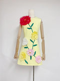 Plataz Fashion Niche Three-Dimensional Decorative Dress 2025 New Flower Slim Round Neckless Midsleeveless Mid-Dress