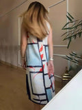 Plataz Fashion Round-Neck Geometric Casual Temperament Sleeveless Dress In Summer 2024