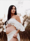 Plataz Women's Chiffon Up And Lower Split Suit Under The Fork Pregnant Photo Photography Drag Set 1247 Maternity