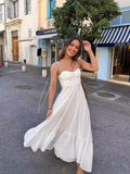 Plataz Summer New Fashion Stacked Solid Color Sexy Sling Dress
