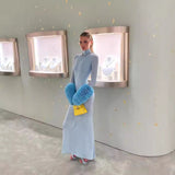 Plataz Autumn And Winter Women's Dress Fashion High-Necked Long Sleeves Slimming Dress