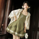 Plataz Design Cicdas Chinese Style Improvement Han Element Women's Shawl Sling Skirt Set 9132