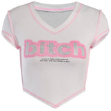 Plataz Clamming Side Letters Burning Printed Short-Sleeved T-Shirt Girl 2025 Hottie Sexy T-Shirt DJPT