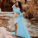 Plataz Women's Chiffon Up And Lower Split Suit Under The Fork Pregnant Photo Photography Drag Set 1247 Maternity
