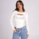 Plataz Women's Summer 2024 New Solid Color Long Sleeve Bottom Net Slamm Slamm An Empty Top DJPT