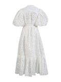 Plataz Vintage Elegant Dress 2025 Summer New Single-Rebutted Embroidered Printed Dress With Short Sleeve Dress Woman