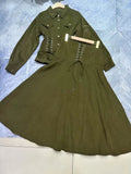 Plataz Wind Collar Tie With Waist Jacket Jacket + Wine Red Temperament A-Word Skirt Dress Suit Tide