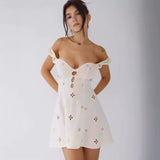 Plataz Retro Embroidered Hollow Dress Woman 2024 Spring And Summer New Pure Sexy Hottie Seaside Holiday Dress