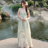 Plataz Stitching Dress Women's New V-Neck Bragy Beach Sling Skirt