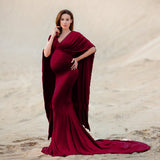 Plataz Processing A Word Collared Shawl Long Skirt Pregnant Woman Photo Shoot Long Dress 1199 Maternity