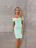 Plataz New Women's Dress Solid Color Collared And Hips With Evening Dress