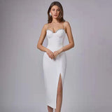 Plataz 2025 Sexy Diamond-Studded Temperament Sling With Forked And Banded Dress Banquet Dress