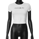 Plataz Women's Clothing 2024 New Solid Color Collar Repair Body Umbilical Tops Print Bare Back Short Sleeves DJPT